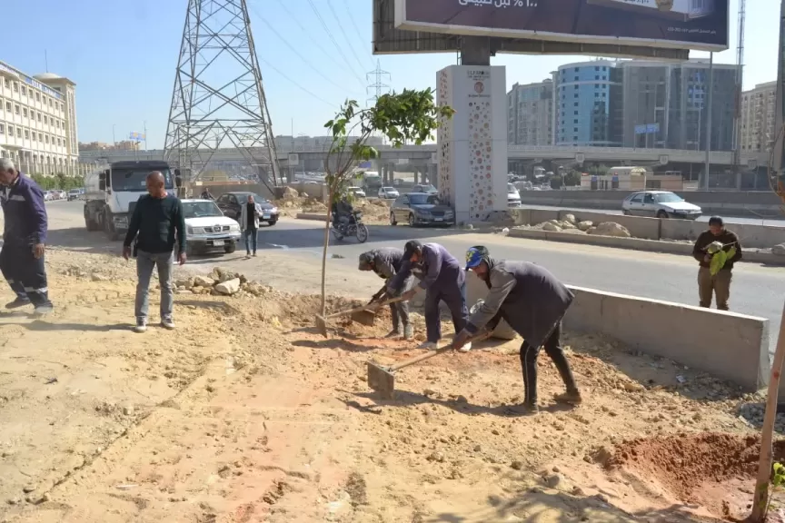  أعمال المرحلة الأولى لتشجير الطريق الدائرى بداية من المقطم